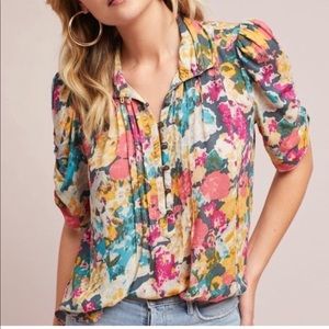 Maeve for Anthro | Tropical floral blouse